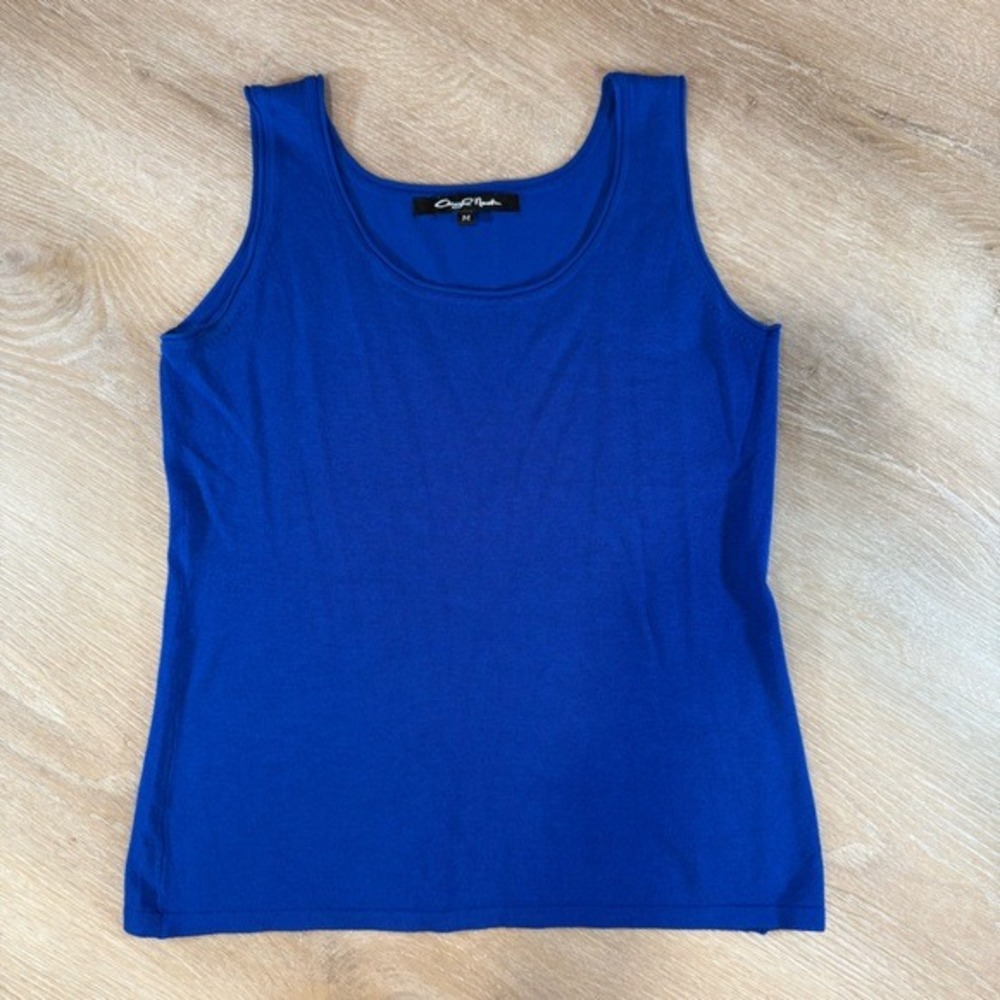Vintage Scoop Neck‎ Sleeveless Tank Top Blue  Summer Casual Size M